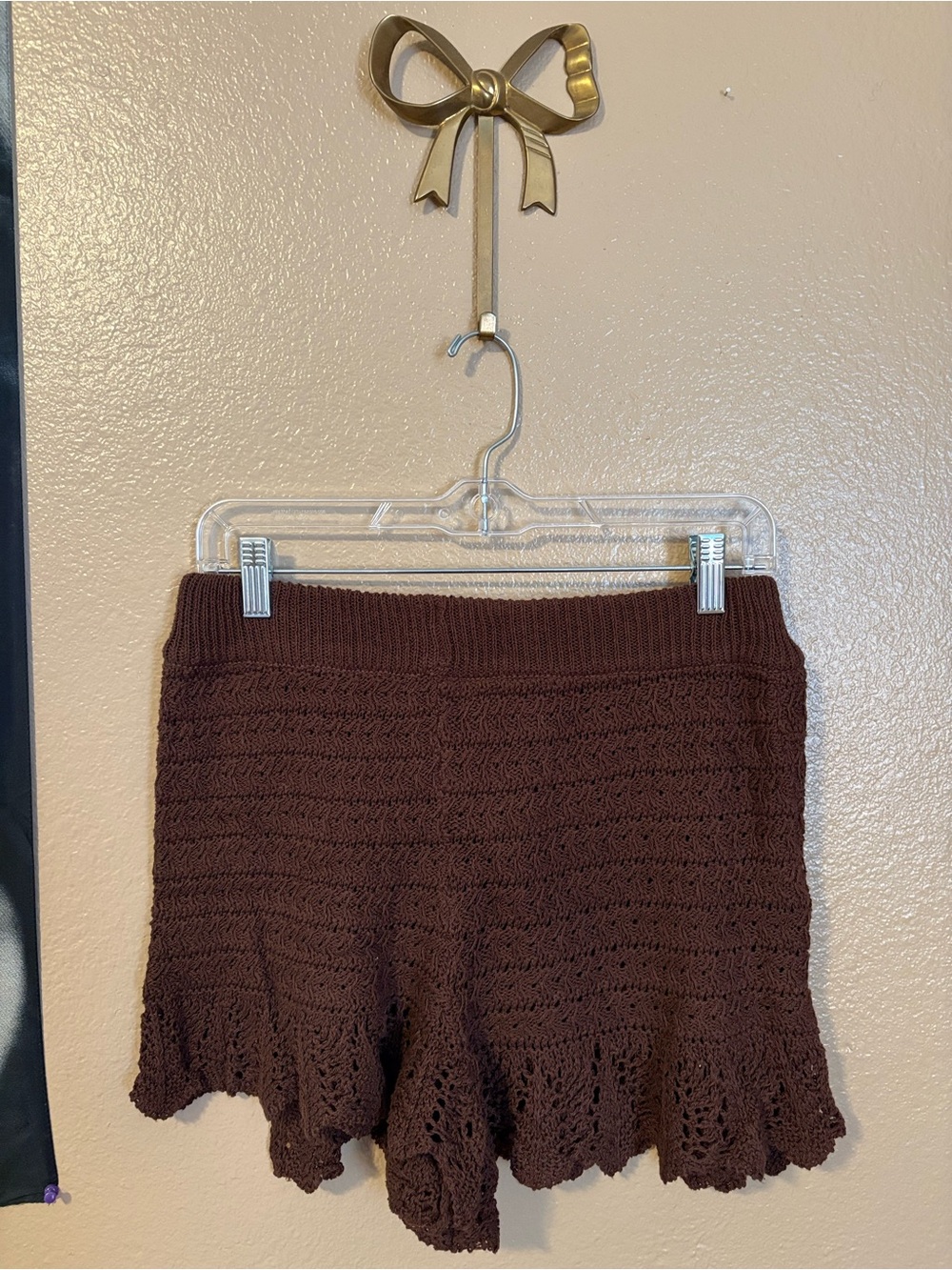 𖥸 Free People brown crochet skort
